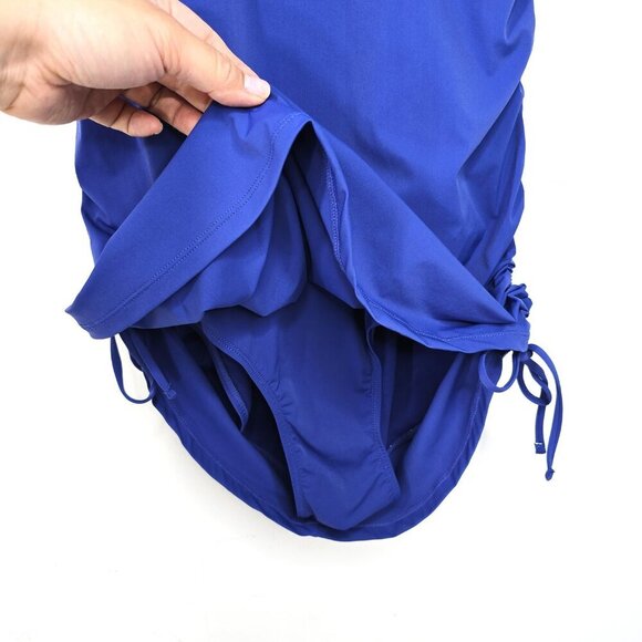 Assets Spanx Blue Shirred Underwire Pushup Power Convertible Swimsuit - Picture 5 of 12